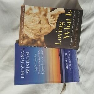 Book set. "Loving What Is" and "Emotional Wisdom". Self help. Love. Book.